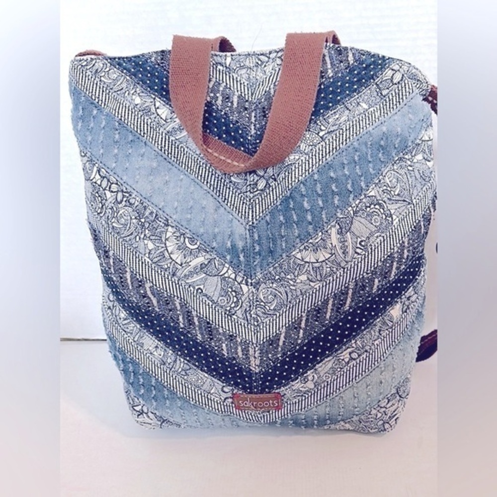 Sakroots Handbag/crossbody The City Tote Blue Magnetic Closure/ Adjustable Strap